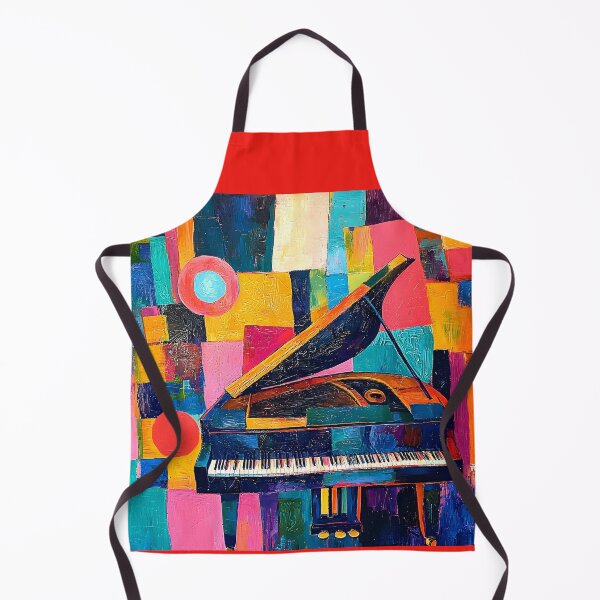 Item preview, Grand Piano Surrounded by Vibrant Geometric Shapes in a Kaleidoscope of Colors Digital AI Art designed and sold by OlfactoART Studio.