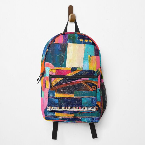 Item preview, Grand Piano Surrounded by Vibrant Geometric Shapes in a Kaleidoscope of Colors Digital AI Art designed and sold by OlfactoART Studio.