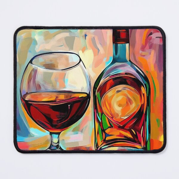 Item preview, Vibrant Still Life of Brandy Glass and Ornate Bottle Surrounded by Lively Colors AI Generated designed and sold by OlfactoART Studio.