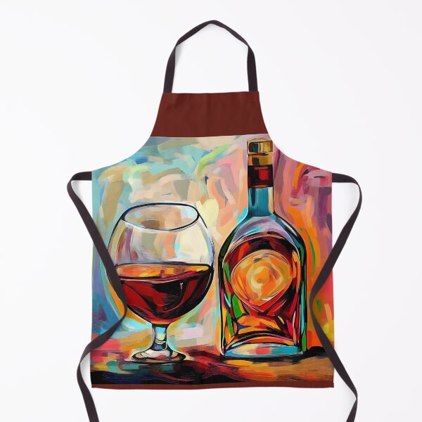 Item preview, Vibrant Still Life of Brandy Glass and Ornate Bottle Surrounded by Lively Colors AI Generated designed and sold by OlfactoART Studio.