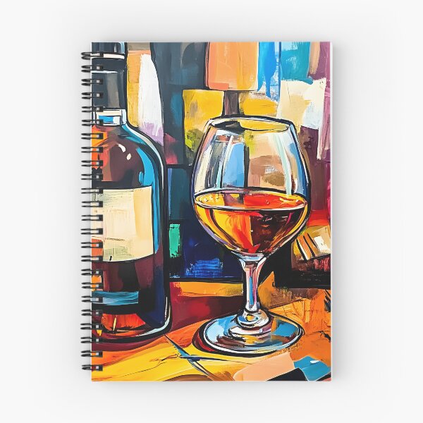 Item preview, Bottle and Glass of Wine with Vibrant Background in Rich Tones, Abstract Art AI Generated designed and sold by OlfactoART Studio.
