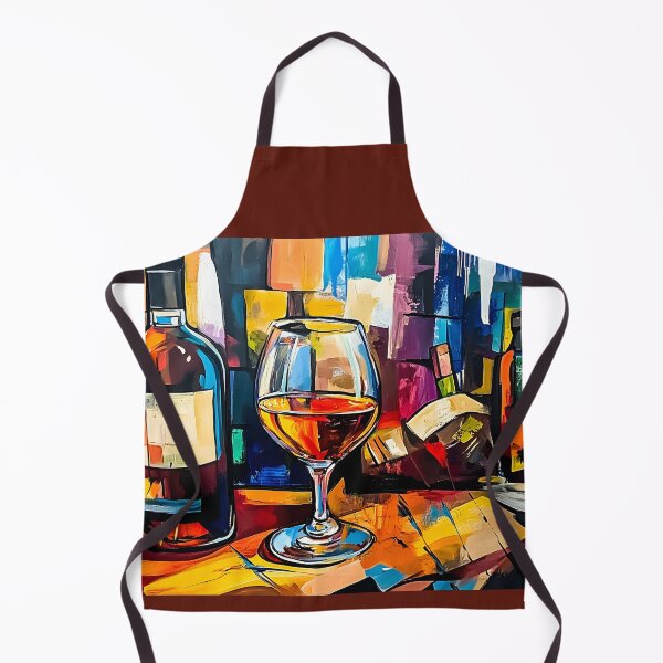 Item preview, Bottle and Glass of Wine with Vibrant Background in Rich Tones, Abstract Art AI Generated designed and sold by OlfactoART Studio.