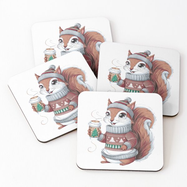 Item preview, Christmas Spirit: Trendy Squirrel with Holiday Latte designed and sold by ARTReMi.