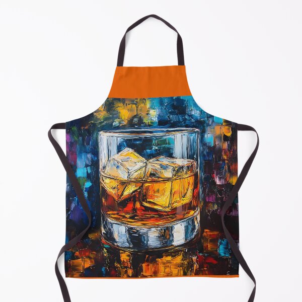Item preview, Abstract Depiction of Whiskey with Ice Cubes Against a Vibrant Multicolored Backdrop Digital AI Art designed and sold by OlfactoART Studio.