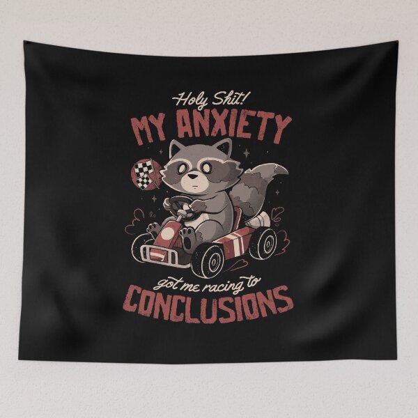 Item preview, Racing to Conclusions - Funny Creepy Cute Sarcasm Anxiety Raccoon Gift designed and sold by EduEly.