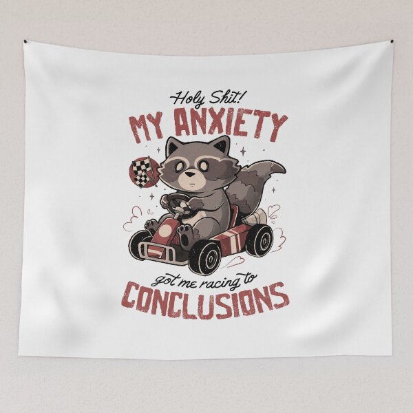 Item preview, Racing to Conclusions - Funny Creepy Cute Sarcasm Anxiety Raccoon Gift designed and sold by EduEly.