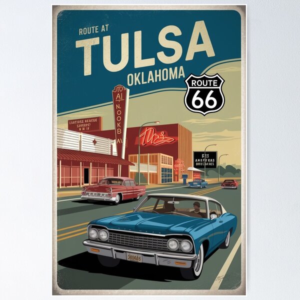 Aperçu de l'œuvre Affiche de voyage vintage de Tulsa créée et vendue par TravelerRat.