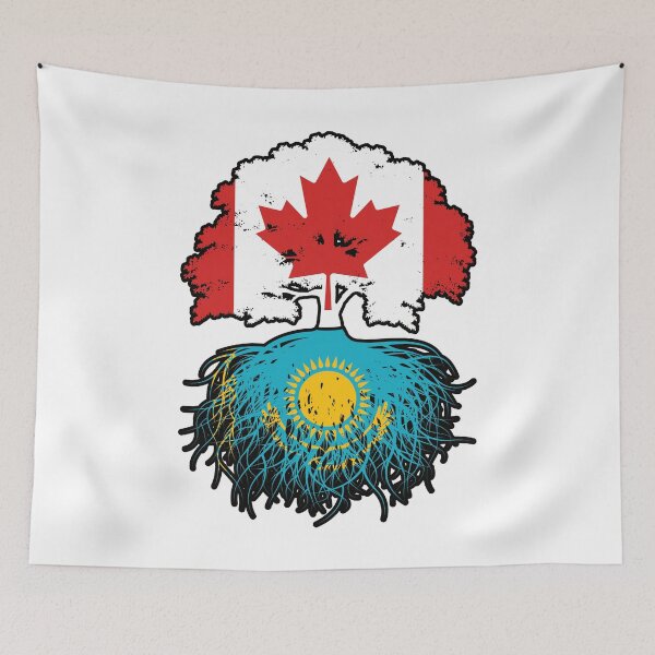 Item preview, Kazakhstan Kazakh Canadian Canada Tree Roots Flag designed and sold by FlagX.