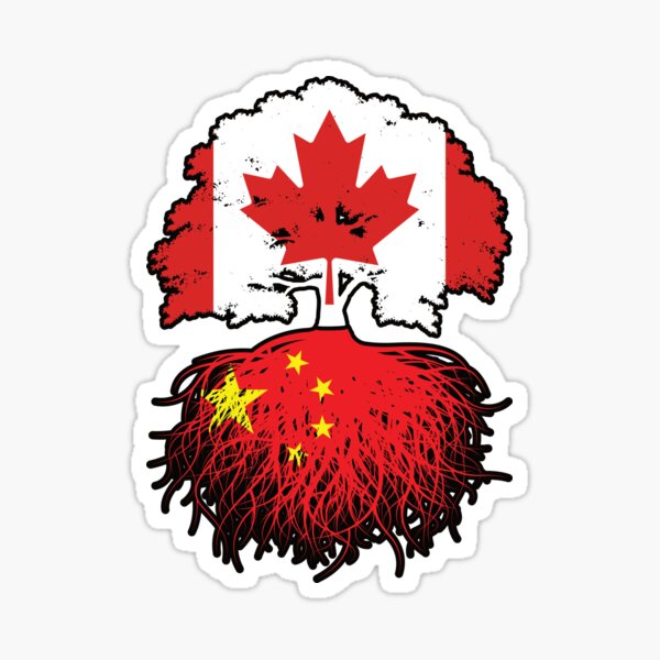 Aperçu de l'œuvre Drapeau des racines des arbres de la Chine, du Canada et des Canadiens chinois créée et vendue par FlagX.
