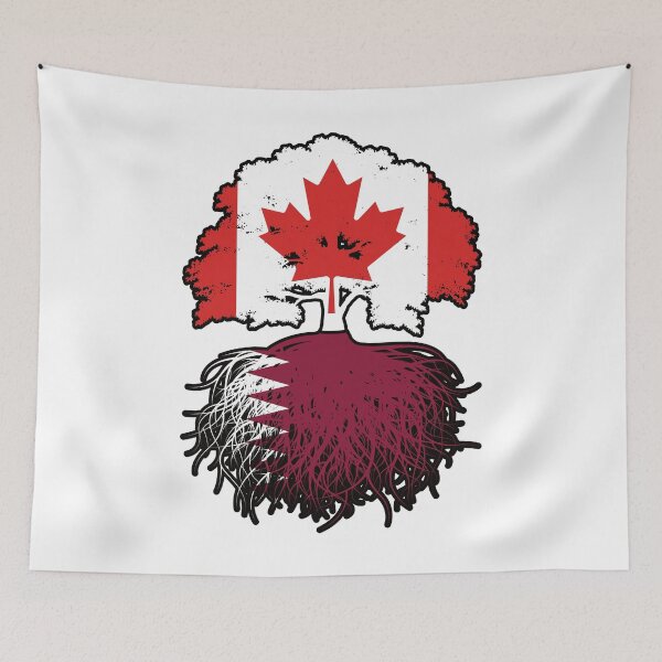 Item preview, Qatar Qatari Canadian Canada Tree Roots Flag designed and sold by FlagX.