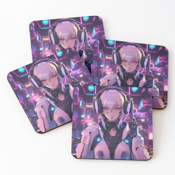Item preview, Robot DJ in Cyber Club – Anime Cyberpunk Sticker & Tee designed and sold by MarkLines.