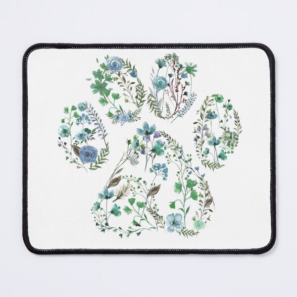 Item preview, Illustration Pet footprint with blue wildflowers done in watercolor designed and sold by Marina Braga  Artista en acuarela y diseñadora gráfica.
