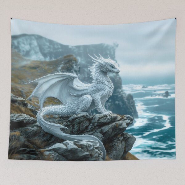 Item preview, Snow Dragon on Seaside Cliff designed and sold by ACastilloArt.