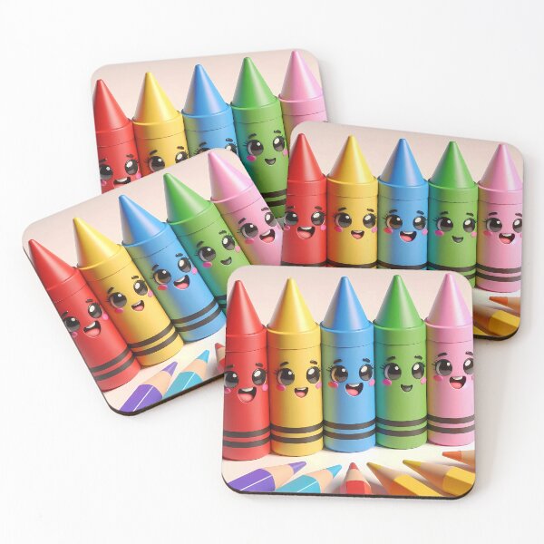 Item preview, five crayon cartoon characters colorful childrens illustration designed and sold by EmeraldeaArt.