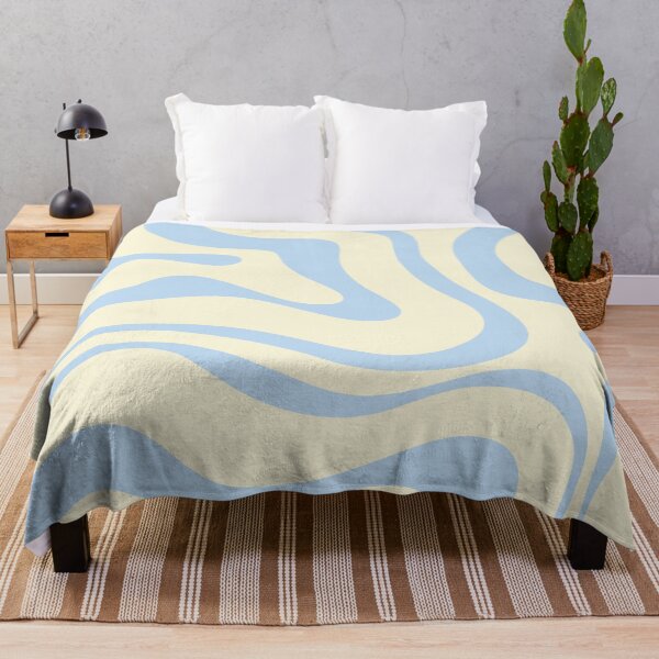 Item preview, Modern Retro Liquid Swirl Abstract Pattern Light Baby Blue and Cream designed and sold by kierkegaard.