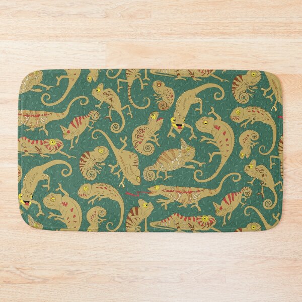 Item preview, quirky beige chameleons on green foliage designed and sold by kobyakov.