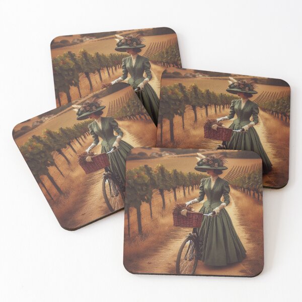Item preview, Vintage Lady Cycling Through Vineyard designed and sold by MarinaFila.