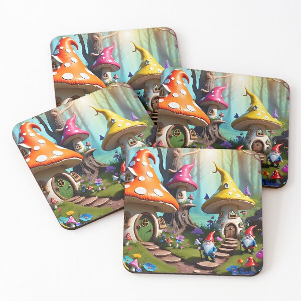 Item preview, Whimsical Mushroom Village with Gnomes in Enchanted Forest designed and sold by AleksaDesignMTL.