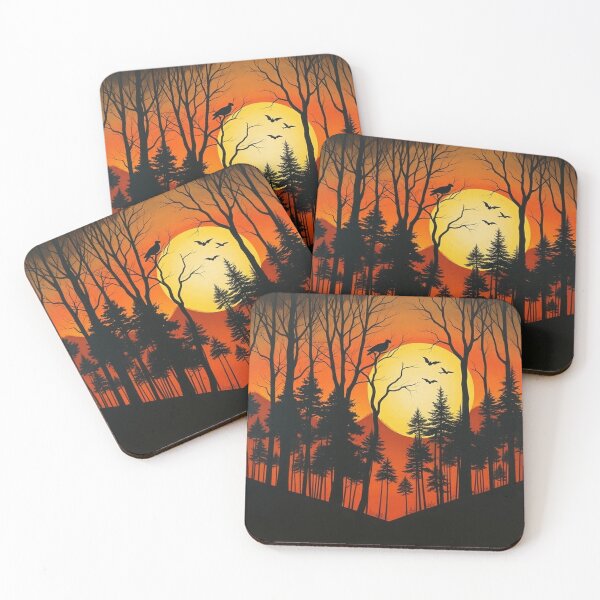 Item preview, Enchanting Forest Landscape Silhouette Background" designed and sold by hjian8219.