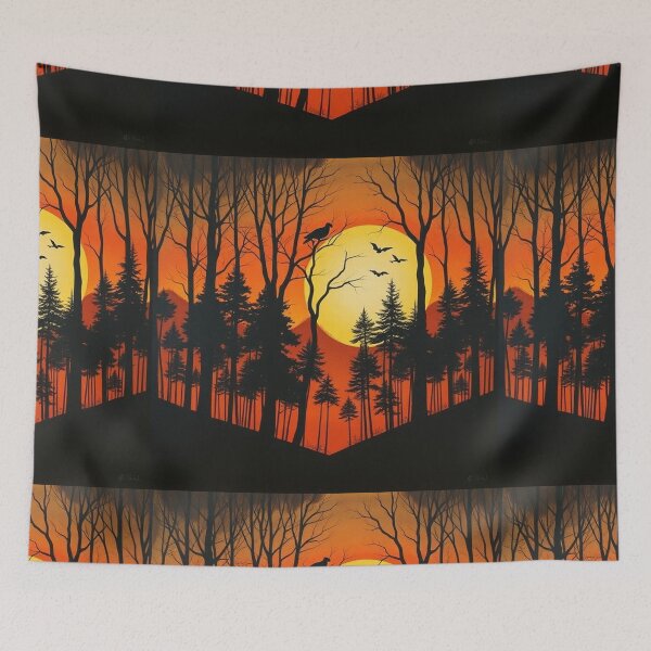 Item preview, Enchanting Forest Landscape Silhouette Background" designed and sold by hjian8219.