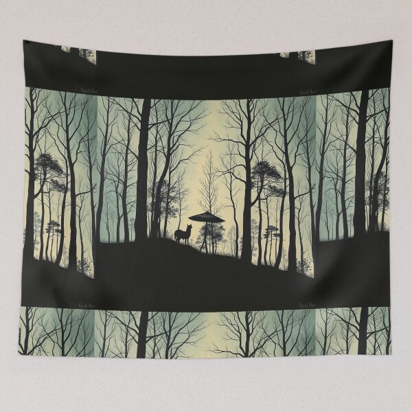 Item preview, Enchanting Forest Landscape Silhouette Background" designed and sold by hjian8219.