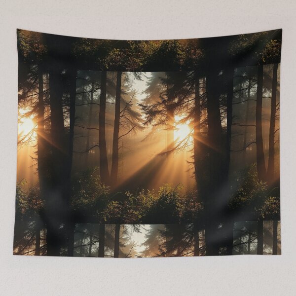 Item preview, Enchanting Forest Landscape Silhouette Background" designed and sold by hjian8219.