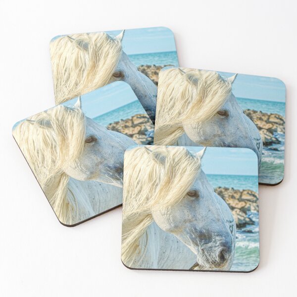 Item preview, Camargue stallion portrait by the sea designed and sold by HelkoryoArt.