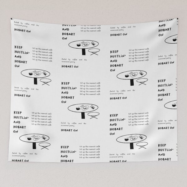 Item preview, Keep Hustlin' and Hobart On | Café Table and Chair Illustration designed and sold by RM-Journey.