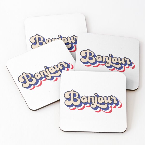 Item preview, French Greeting Hello - Bonjour - retro style designed and sold by Rhu Creations.