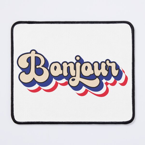 Item preview, French Greeting Hello - Bonjour - retro style designed and sold by Rhu Creations.
