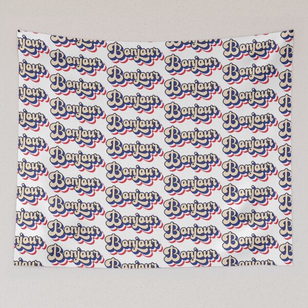 Item preview, French Greeting Hello - Bonjour - retro style designed and sold by Rhu Creations.