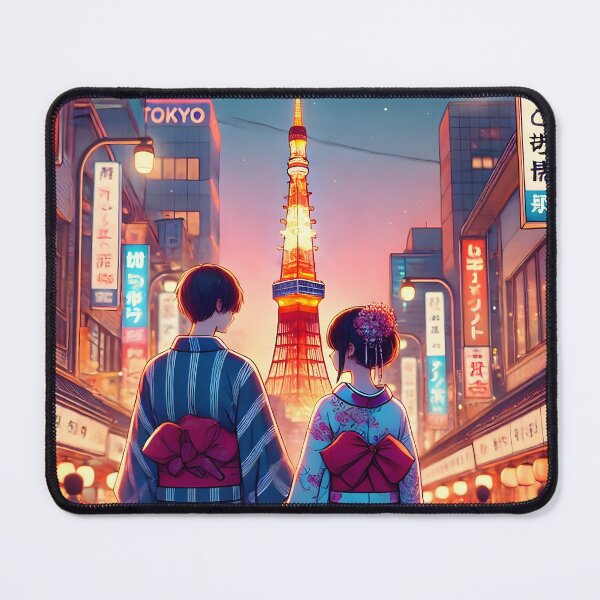Item preview, Beautiful Couple in Tokyo Illustration designed and sold by unrealartwork.