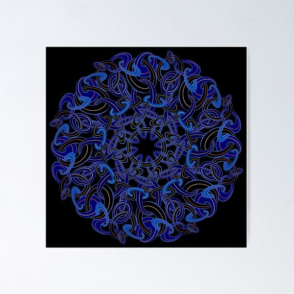 Item preview, Blue and yellow intertwined oval Mandala designed and sold by DaveDanchuk.