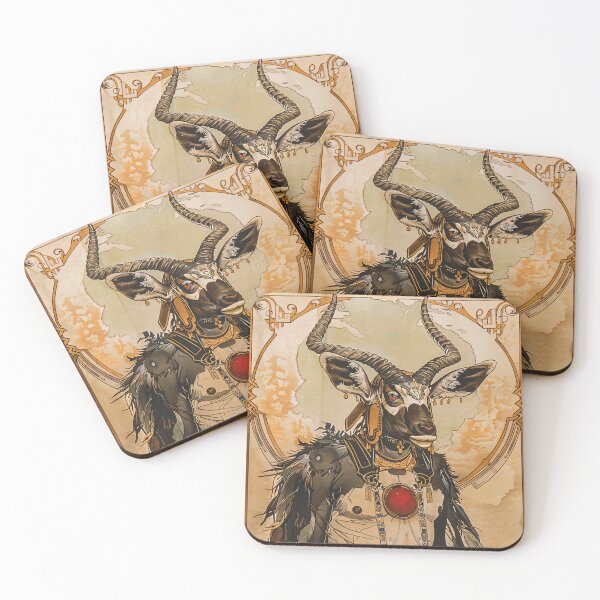 Item preview, Antelope Warrior Art Nouveau Anthropomorphism designed and sold by entwithanaxe.