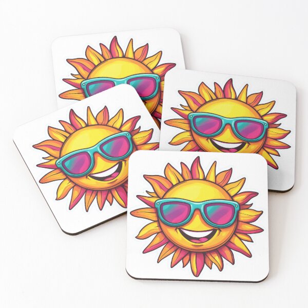 Item preview, Cartoon sun with a happy face and cool sunglasses, surrounded by sparkles and rays in yellow and orange shades designed and sold by Jasava Shop.