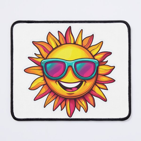 Item preview, Cartoon sun with a happy face and cool sunglasses, surrounded by sparkles and rays in yellow and orange shades designed and sold by Jasava Shop.