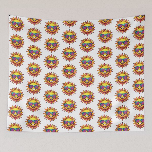 Item preview, Cartoon sun with a happy face and cool sunglasses, surrounded by sparkles and rays in yellow and orange shades designed and sold by Jasava Shop.