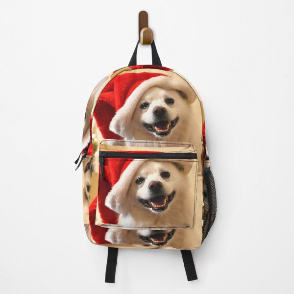 Item preview, Cute White Fluffy Pomeranian American Eskimo Dog Wearing Santa Hat at Christmas  designed and sold by Yogibear & Rachelle .