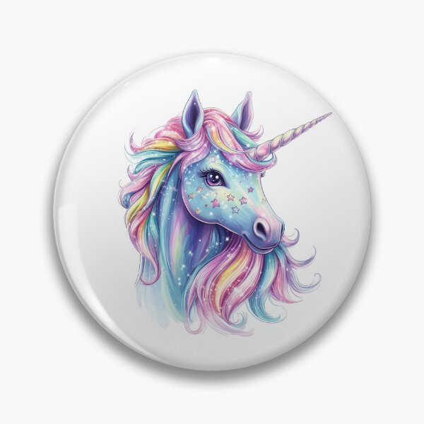 Item preview, Vibrant rainbow unicorn head with flowing pastel mane, adorned with stars and sparkles, cute and whimsical design designed and sold by Jasava Shop.
