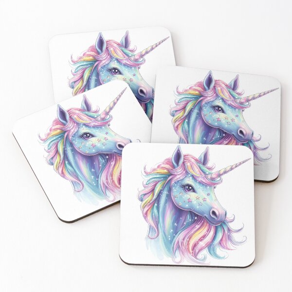 Item preview, Vibrant rainbow unicorn head with flowing pastel mane, adorned with stars and sparkles, cute and whimsical design designed and sold by Jasava Shop.