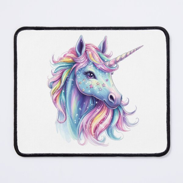 Item preview, Vibrant rainbow unicorn head with flowing pastel mane, adorned with stars and sparkles, cute and whimsical design designed and sold by Jasava Shop.