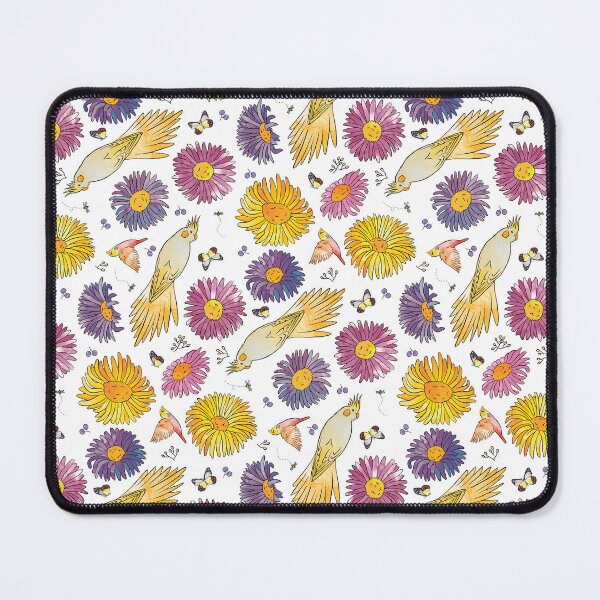 Item preview, Lutino Yellow Cockatiel, Finch, Sunflowers and Gerberas designed and sold by WeiroDesigns.