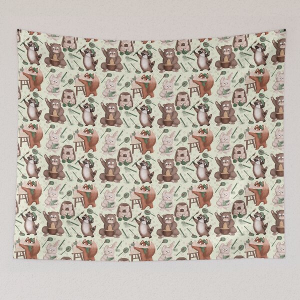 Item preview, Creative Kritters at work (mint green pattern) designed and sold by AnnikaisDrawing.