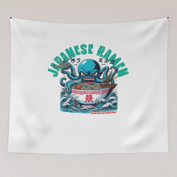 Item preview, Grumpy Kraken Eating Ramen STICKER designed and sold by inkfluenceart.