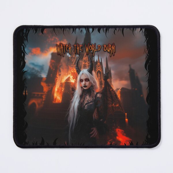 Item preview, Watch the world burn - Demonic woman in hell fire designed and sold by DarkDesign69.