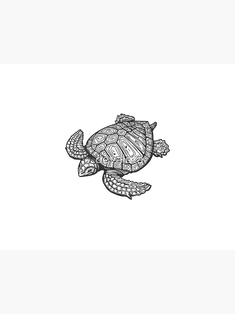 Lamina Rigida Ilustracion De Tatuaje De Tortuga Marina De Devaleta Redbubble