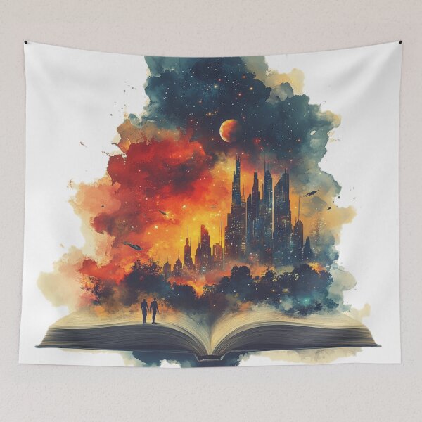 Item preview, Nebulous Sky City - Fantasy Art Print designed and sold by AiHead.