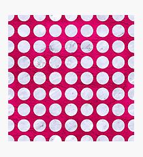CIRCLES1 WHITE MARBLE & PINK LEATHER Photographic Print
