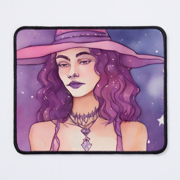 Item preview, Pink witch watercolour designed and sold by Shopatmarlow.