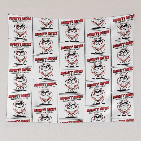 Item preview, Mighty Mews - The Muscular Superhero Cat designed and sold by ObjCrea123.